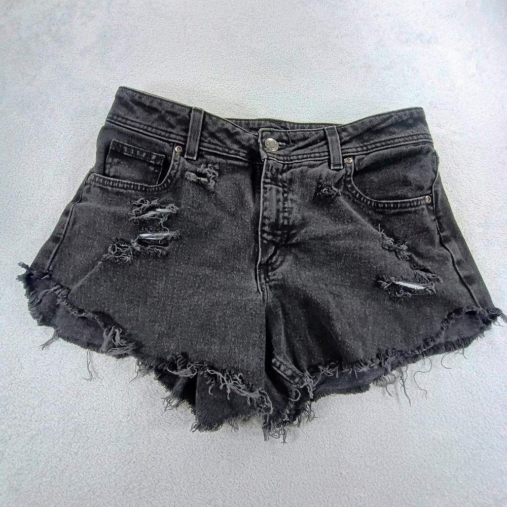 Riders by Lee Women Distressed Denim Shorts Black 32 Waist Frayed Hem